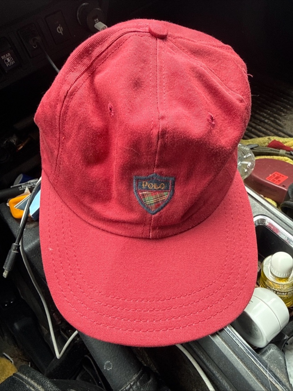 Ralph Lauren Adult Red Polo Shield Cotton Baseball Cap